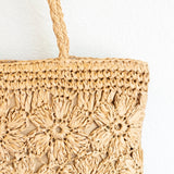 Women’s Straw Woven Tote with Floral Design for Beach, Vacation & Summer Outfits