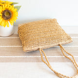 Women’s Straw Woven Tote with Floral Design for Beach, Vacation & Summer Outfits