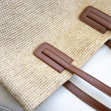 Women’s Large Soft Raffia Woven Summer Straw Tote with Genuine Leather Straps for Beach, Vacation & Summer Outfits