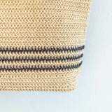 Women’s Striped Large Straw Woven Tote for Beach, Vacation & Summer Outfits