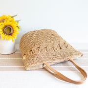 Women’s Beach Straw Woven Tote Bag for Beach, Vacation & Summer Outfits