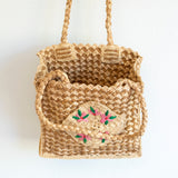 Women’s Top Handle Raffia Straw Handbag with Floral Designs Tote Bag for Beach, Vacation & Summer Outfits