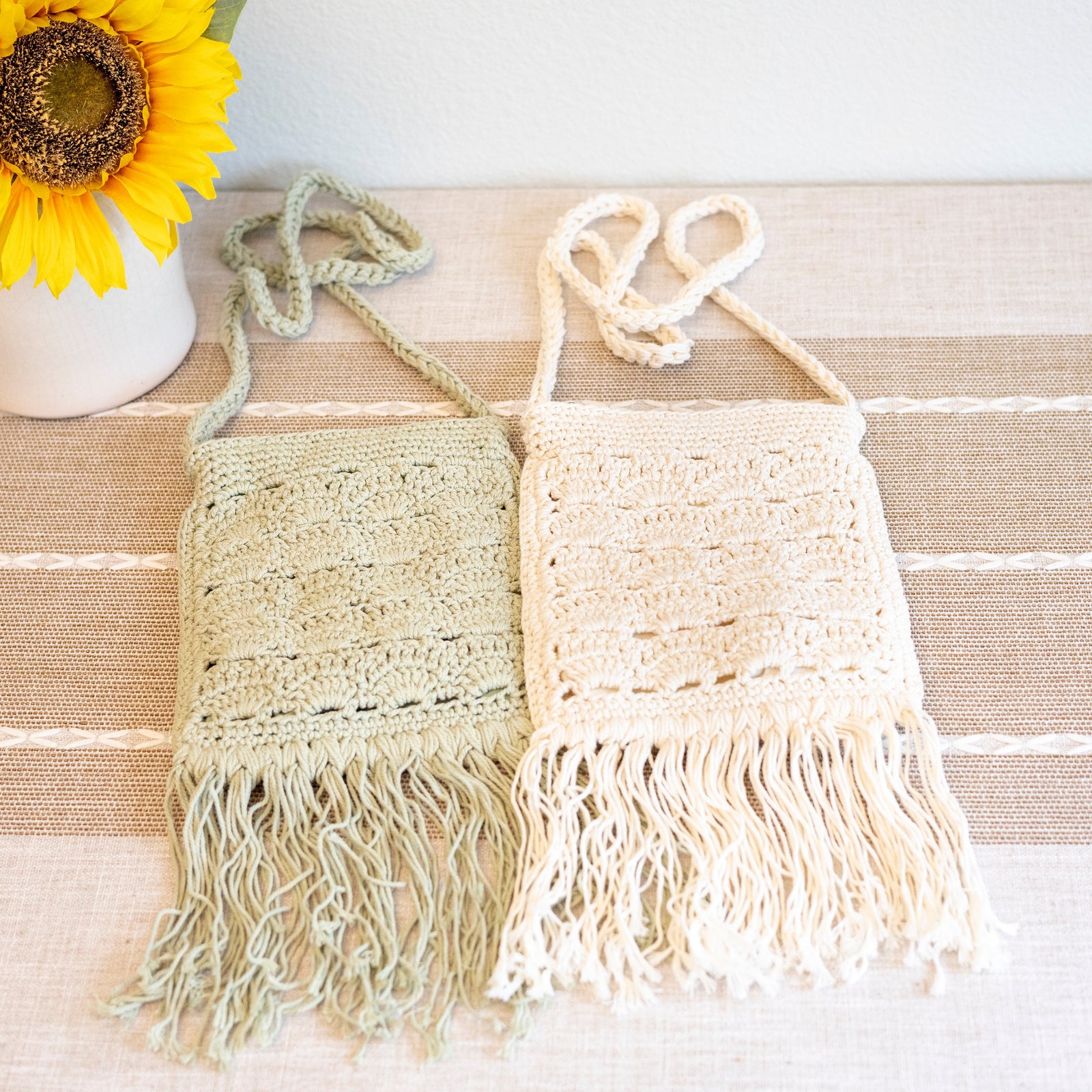Women’s Crochet Cotton Handmade Bohemian Tassel Beach Small Bag Tote Bag for Boho Everyday Style & Gifts