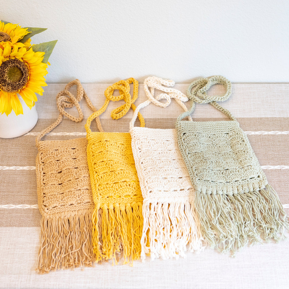 Damen Häkeln Baumwolle Handgemachte Böhmische Quasten Strand Kleine Tasche Tragetasche für Boho Alltagsstil & Geschenke