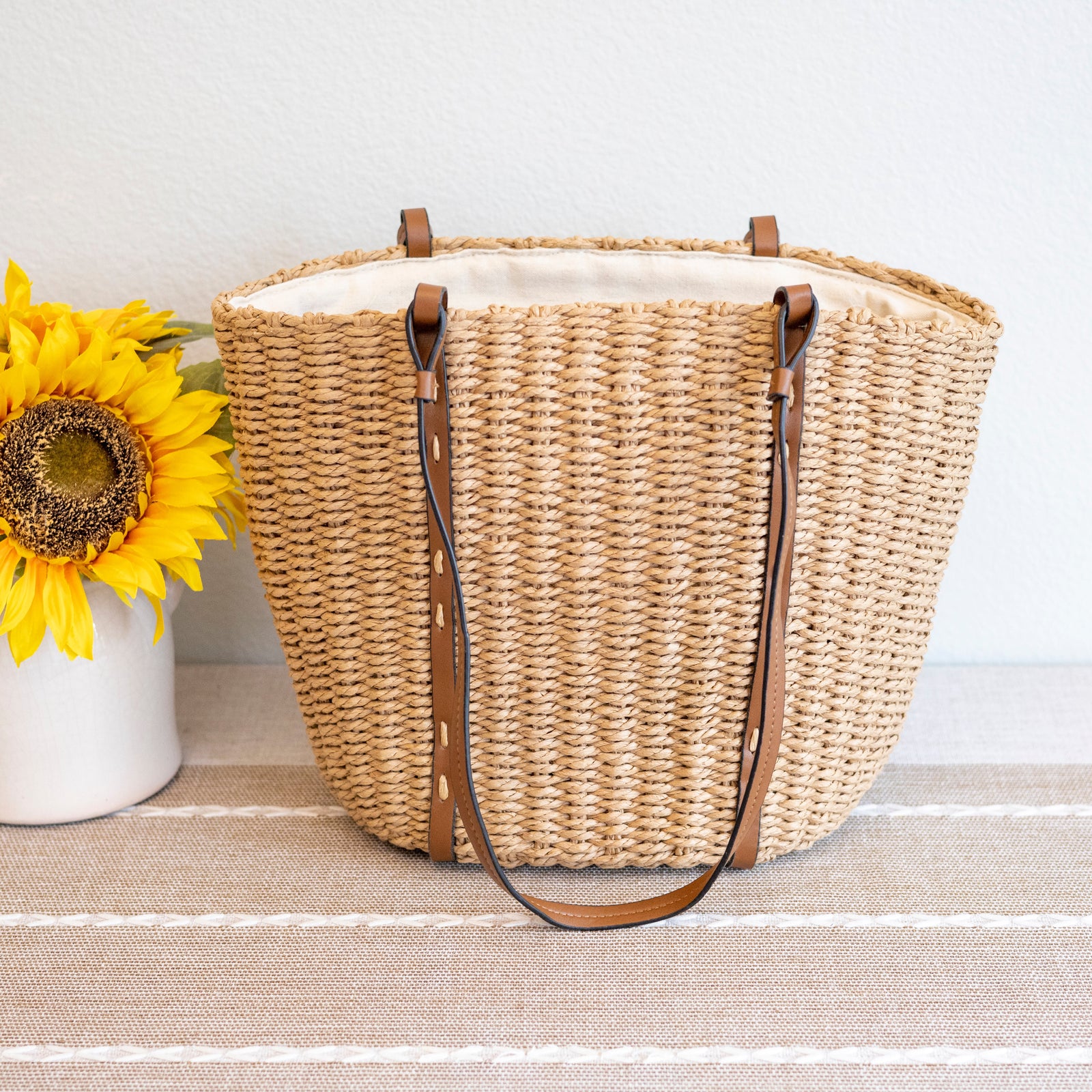 Women’s Beach Straw Woven Tote Bag for Beach, Vacation & Summer Outfits