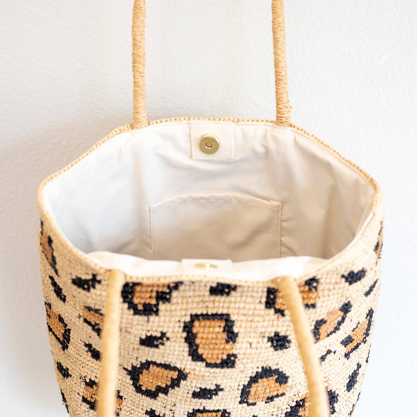 Women’s Leopard Design Raffia Summer Tote Bag for Beach, Vacation & Summer Outfits