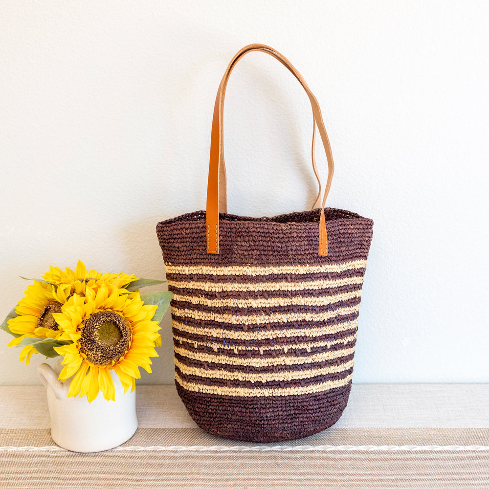 Women’s Soft Raffia Woven Summer Straw Tote with Genuine Leather Straps for Beach, Vacation & Summer Outfits
