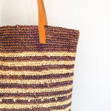 Women’s Soft Raffia Woven Summer Straw Tote with Genuine Leather Straps for Beach, Vacation & Summer Outfits