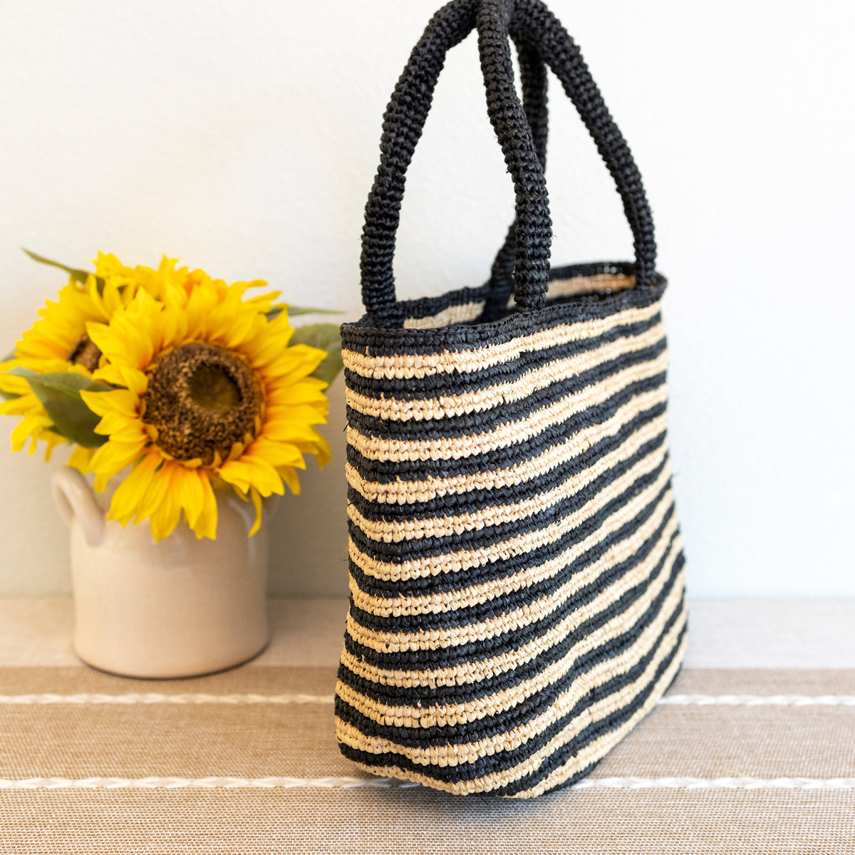 Women’s Raffia Summer Beach Striped Straw Tote Bag for Beach, Vacation & Summer Outfits