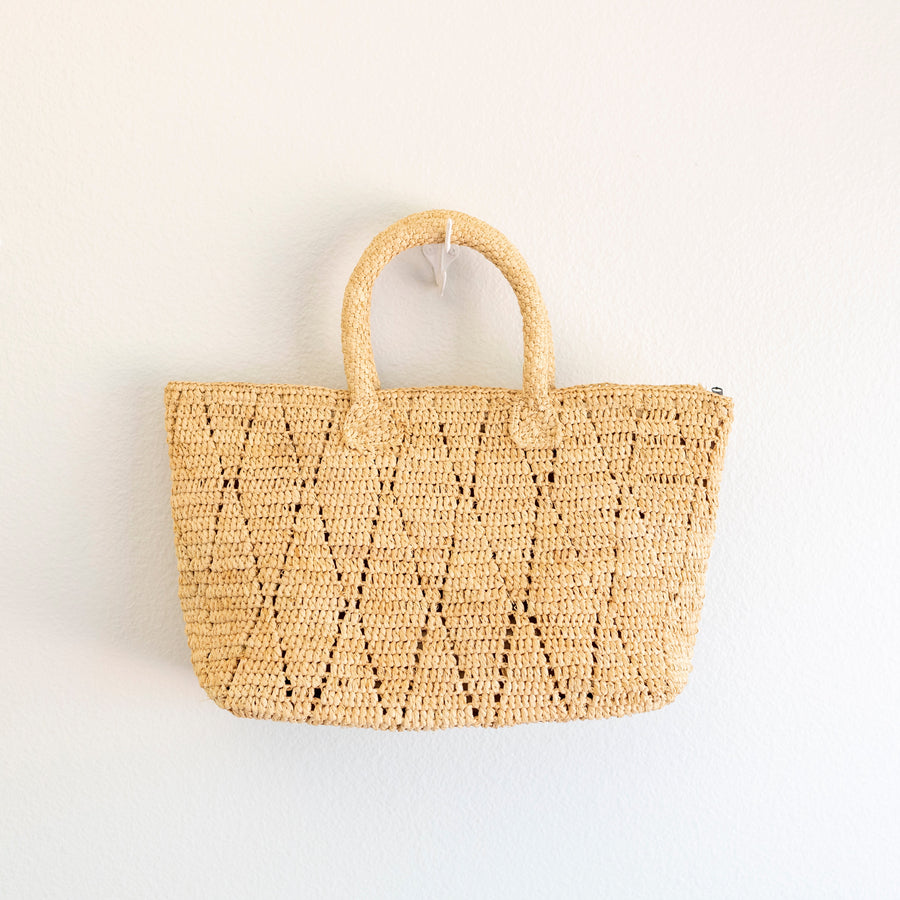 Women’s Hand Woven Raffia Top Handle Beach Bag for Beach, Vacation & Summer Outfits