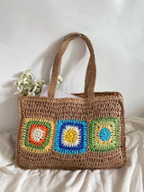 Women’s Granny Patch Large Straw Summer Tote for Beach, Vacation & Summer Outfits