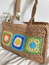 Women’s Granny Patch Large Straw Summer Tote for Beach, Vacation & Summer Outfits