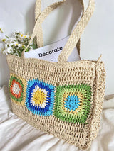 Women’s Granny Patch Large Straw Summer Tote for Beach, Vacation & Summer Outfits