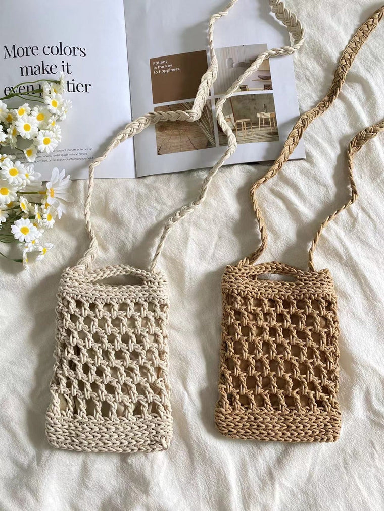 Gehäkelte Umhängetasche aus Baumwolle für Frauen, für den alltäglichen Boho-Stil & als Geschenk