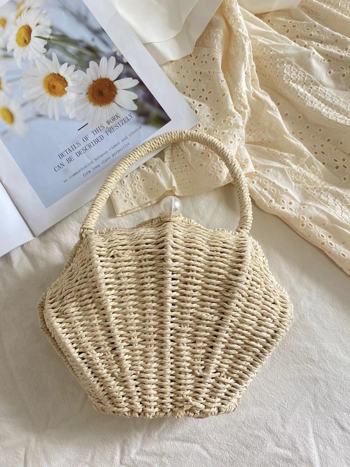 Women’s Summer Straw Shell Shape Shoulder Purse for Beach, Vacation & Summer Outfits