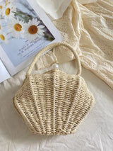 Women’s Summer Straw Shell Shape Shoulder Purse for Beach, Vacation & Summer Outfits