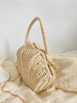 Women’s Summer Straw Shell Shape Shoulder Purse for Beach, Vacation & Summer Outfits