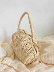 Women’s Summer Straw Shell Shape Shoulder Purse for Beach, Vacation & Summer Outfits
