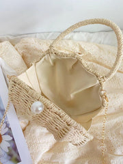Women’s Summer Straw Shell Shape Shoulder Purse for Beach, Vacation & Summer Outfits