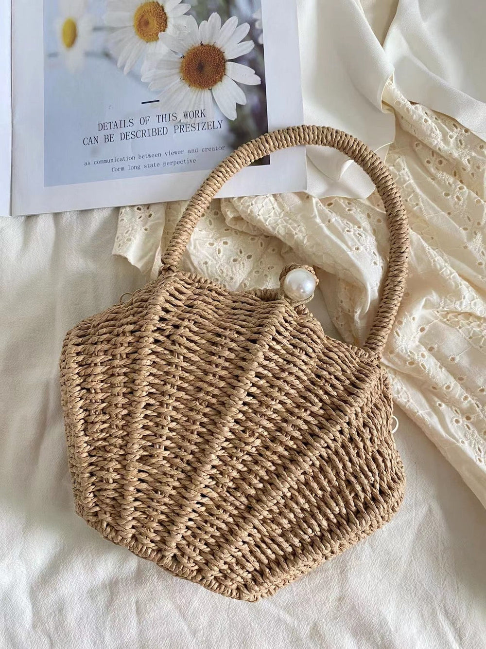 Women’s Summer Straw Shell Shape Shoulder Purse for Beach, Vacation & Summer Outfits