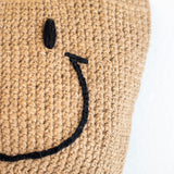 Women’s Straw Twine Woven Smiley Face Bag Purse for Beach, Vacation & Summer Outfits