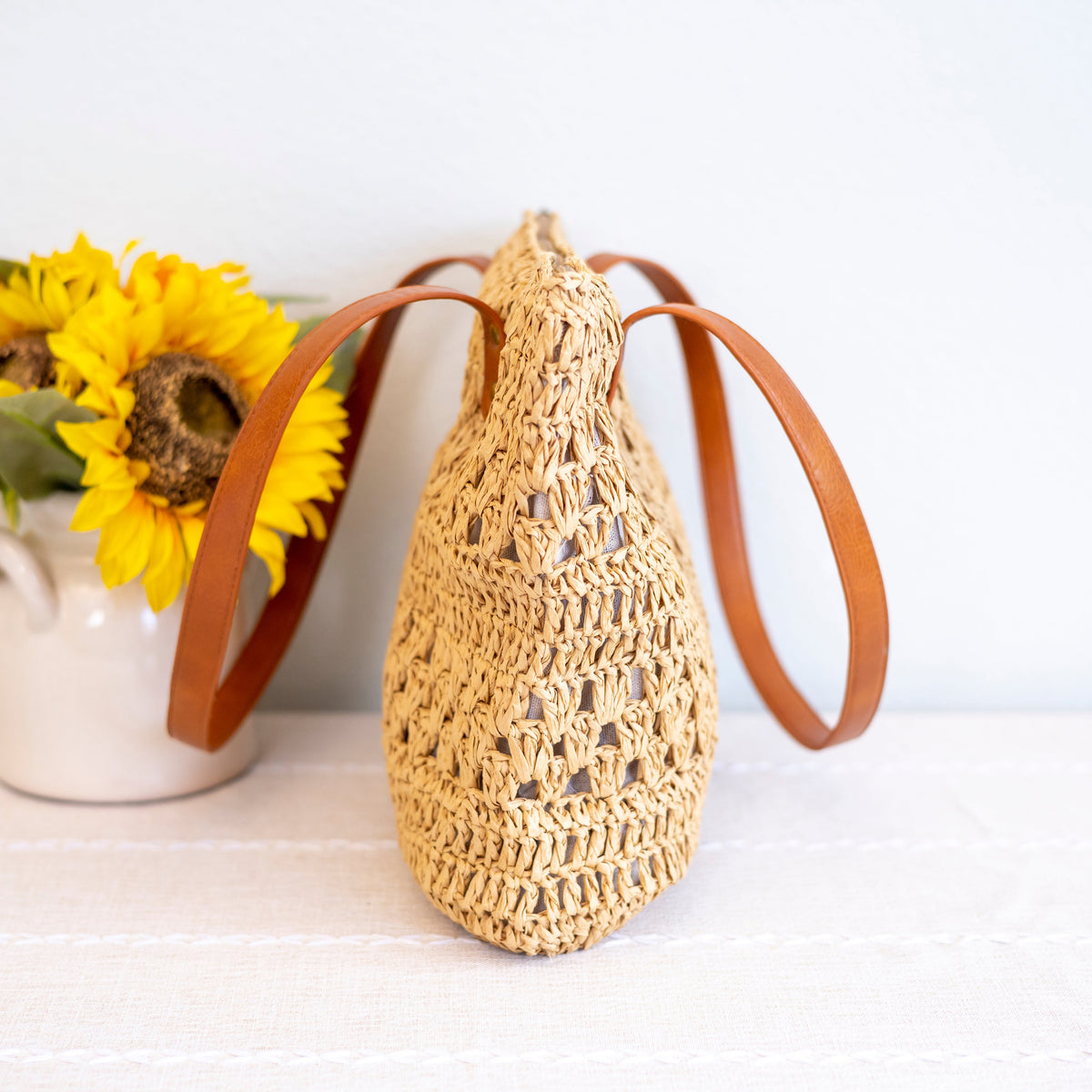 Women’s Patterned Straw Woven Tote Bag for Beach, Vacation & Summer Outfits