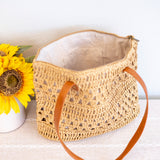 Women’s Patterned Straw Woven Tote Bag for Beach, Vacation & Summer Outfits