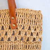 Women’s Patterned Straw Woven Tote Bag for Beach, Vacation & Summer Outfits