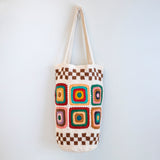 Women’s Crochet Cotton Handmade Granny Square Shoulder Tote Bag for Boho Everyday Style & Gifts