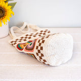 Women’s Crochet Cotton Handmade Granny Square Shoulder Tote Bag for Boho Everyday Style & Gifts