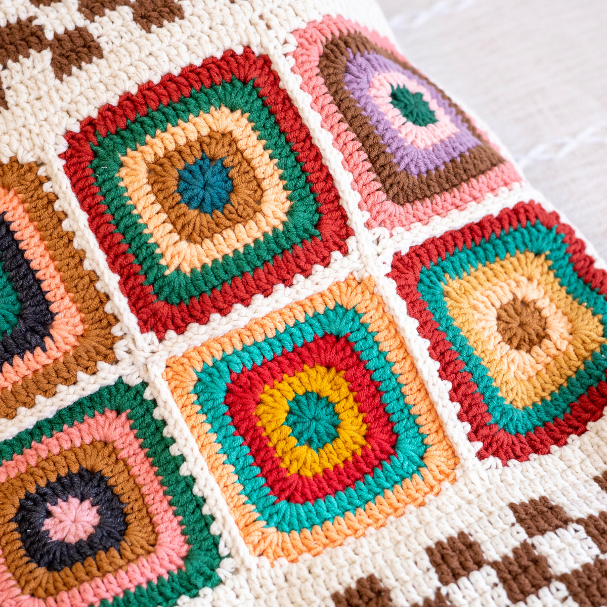 Women’s Crochet Cotton Handmade Granny Square Shoulder Tote Bag for Boho Everyday Style & Gifts