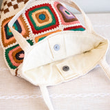Women’s Crochet Cotton Handmade Granny Square Shoulder Tote Bag for Boho Everyday Style & Gifts