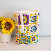 Women’s Crochet Cotton Handmade Granny Square Shoulder Tote Bag for Boho Everyday Style & Gifts