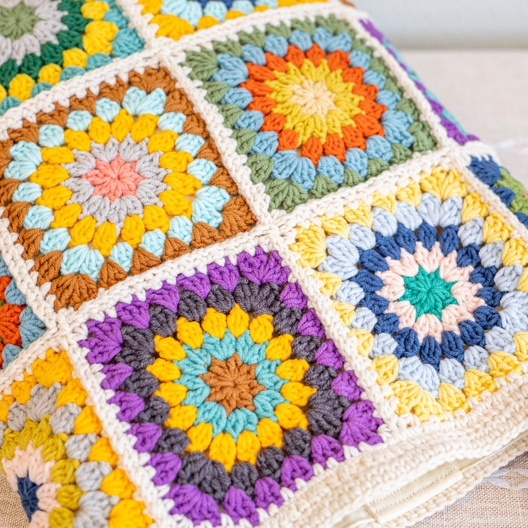 Women’s Crochet Cotton Handmade Granny Square Shoulder Tote Bag for Boho Everyday Style & Gifts