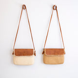 Women’s Straw Woven Messenger Bag with Leather Flap for Beach, Vacation & Summer Outfits
