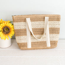 Damen Strohgewebte Strandtasche für Strand, Urlaub & Sommer-Outfits