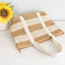 Damen Strohgewebte Strandtasche für Strand, Urlaub & Sommer-Outfits