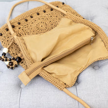 Women’s Boho Handmade Crochet Tote Bag with Tassel & Wooden Bead for Boho Everyday Style & Gifts
