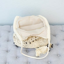 Women’s Boho Handmade Crochet Tote Bag with Tassel & Wooden Bead for Boho Everyday Style & Gifts