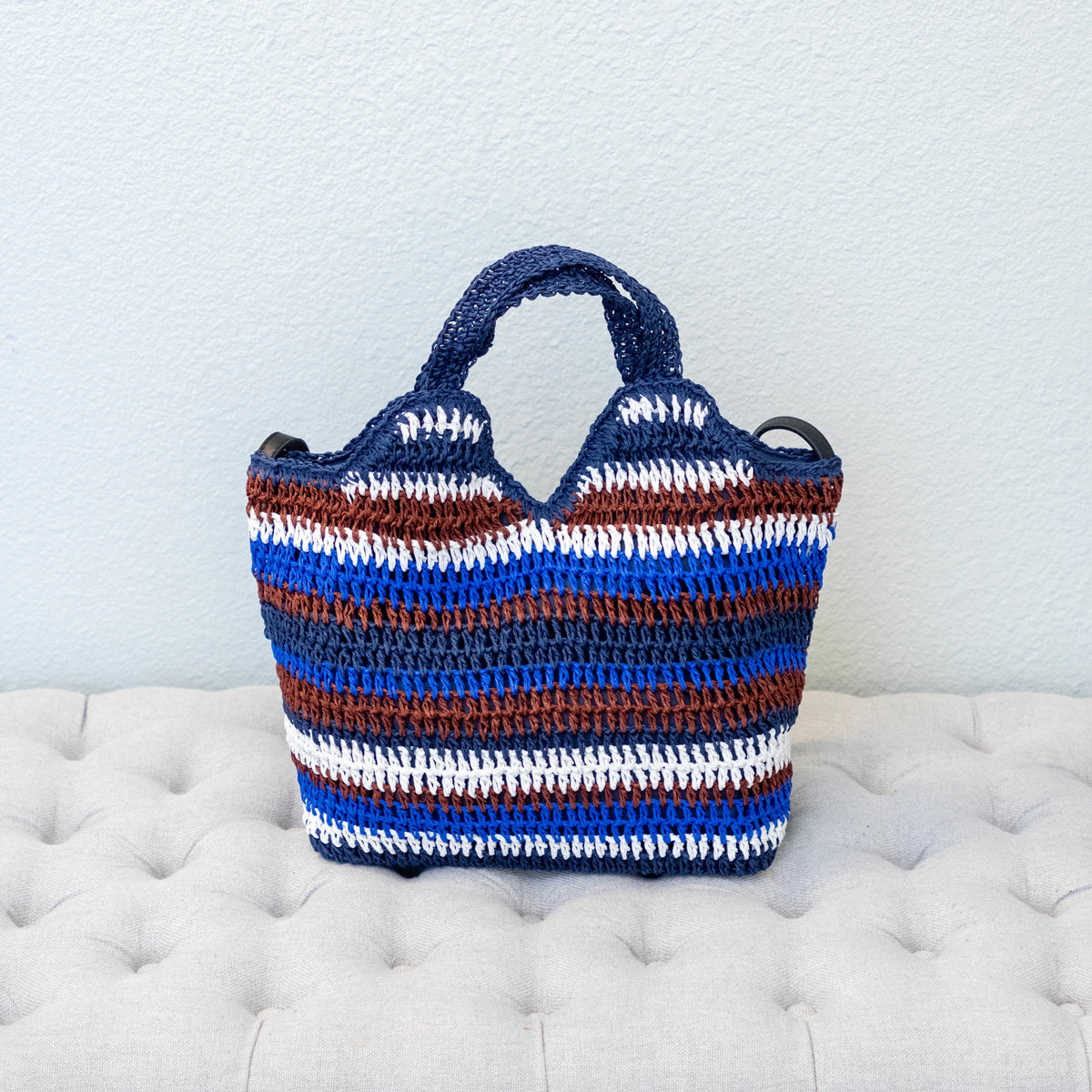 Women’s Handmade Crochet Straw Tote Striped Summer Bag for Beach, Vacation & Summer Outfits