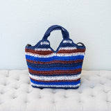 Women’s Handmade Crochet Straw Tote Striped Summer Bag for Beach, Vacation & Summer Outfits