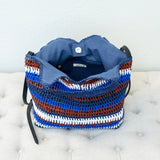 Women’s Handmade Crochet Straw Tote Striped Summer Bag for Beach, Vacation & Summer Outfits