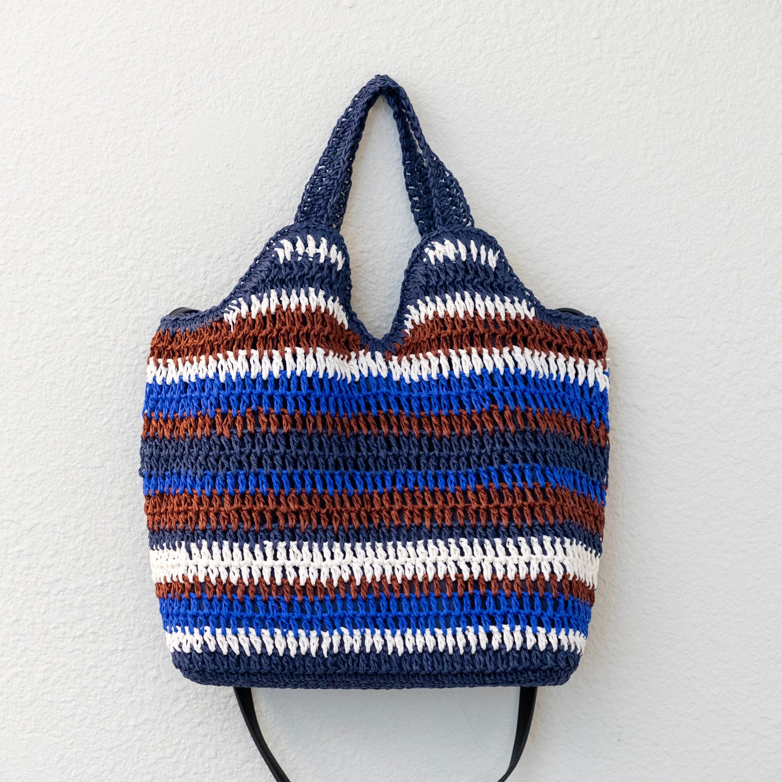 Women’s Handmade Crochet Straw Tote Striped Summer Bag for Beach, Vacation & Summer Outfits