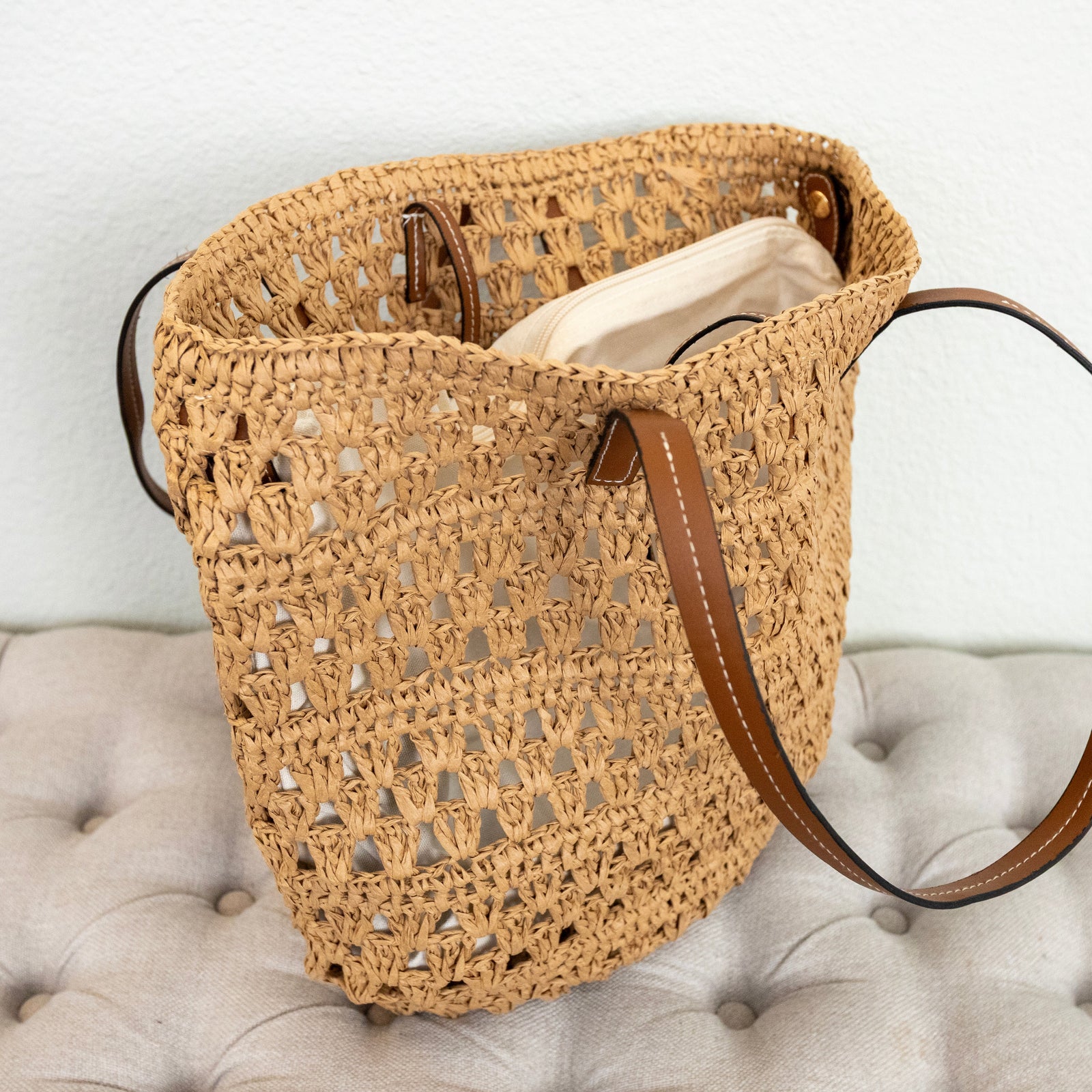 Women’s Beach Straw Woven Tote Bag for Beach, Vacation & Summer Outfits