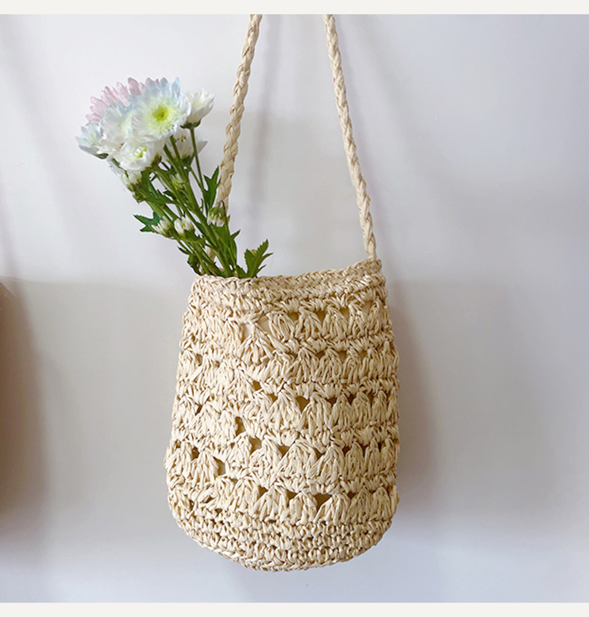 Women’s Patterned Straw Shoulder Bucket Bag for Beach, Vacation & Summer Outfits
