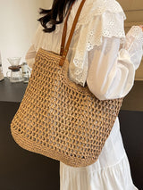 Women’s Lightweight Straw Woven Square Tote Bag for Beach, Vacation & Summer Outfits