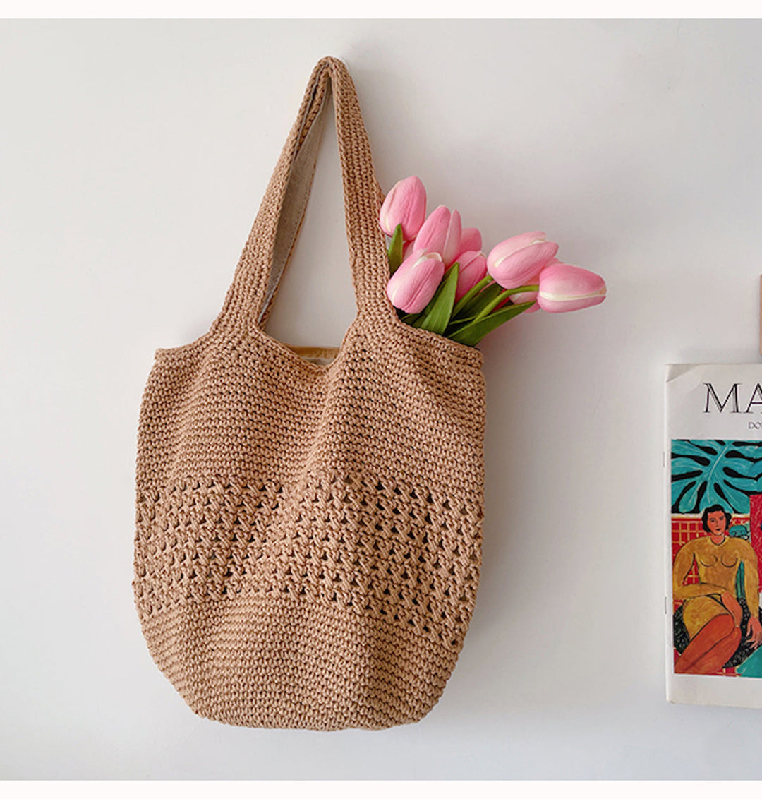 Women’s Crochet Cotton Bucket Bag for Boho Everyday Style & Gifts