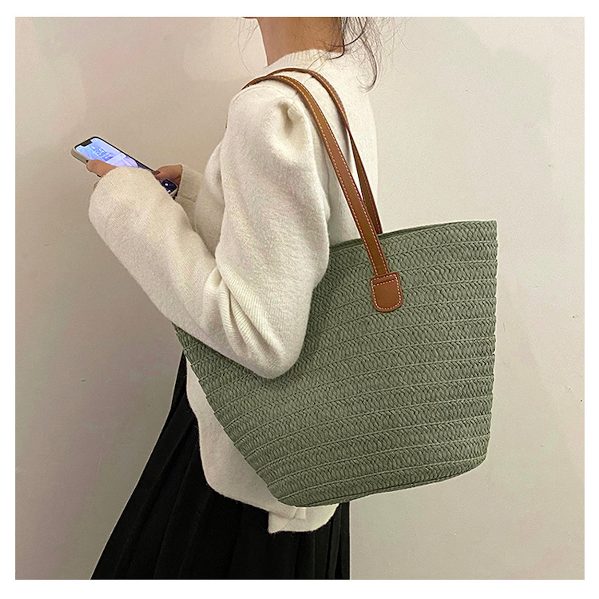 Women’s Straw Summer Basket Tote Bag for Beach, Vacation & Summer Outfits