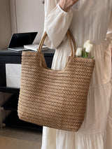 Women’s Retro Straw Woven Tote Bag for Beach, Vacation & Summer Outfits