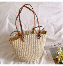 Women’s Straw Medium Summer Basket Tote for Beach, Vacation & Summer Outfits